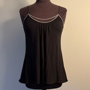 WHBM Black Tank Top with Silver Chain